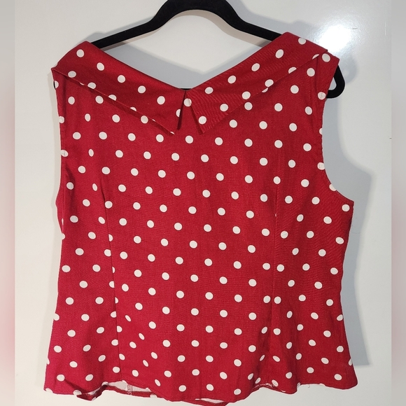 Lindy Bop Red Polka Dot Retro Women's Top, Size 18 - Picture 6 of 8